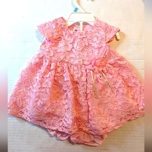 Infant Girls Special Occasions Lacy Pink Dress 🩷 Size 3-6 Months
